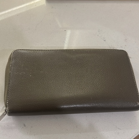 Celine long zip wallet dark olive/ gray w yellow interior. Lots of card slots - Picture 8 of 14